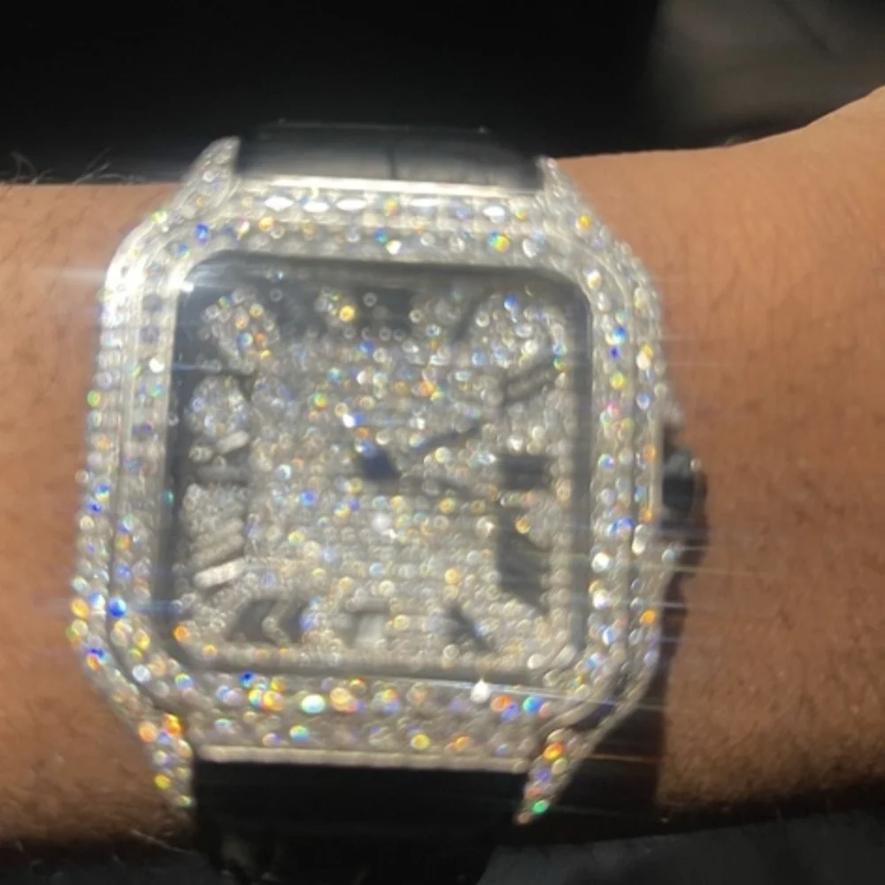 Iced Out Mossinite Automatic Square Luxury Mechanical Bust Down Watch - Picture 6 of 15
